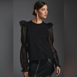 Anthropologie Dolan Organza Black Puff Sleeve Top
Blouse.